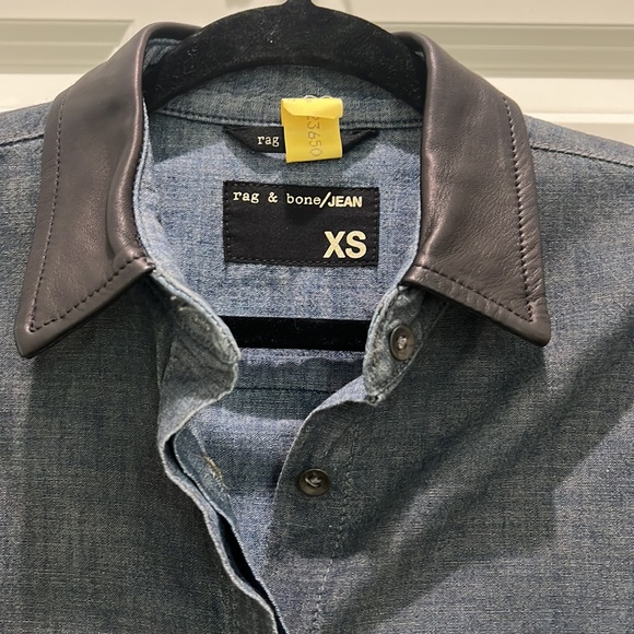 rag & bone Tops - Rag & Bone denim shirt with leather collar size XS